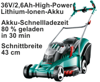 Um mehr zu Robert Bosch Power Tools GmbH  - Akku-Rasenmäher AdvancedRotak 36-850 für den Kleingärtner zu erfahren, hier anklicken.